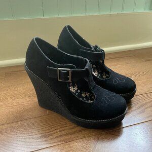 Rock & Candy Black Mazzie Platform Mary-Jane Wedges Size 6 1/2